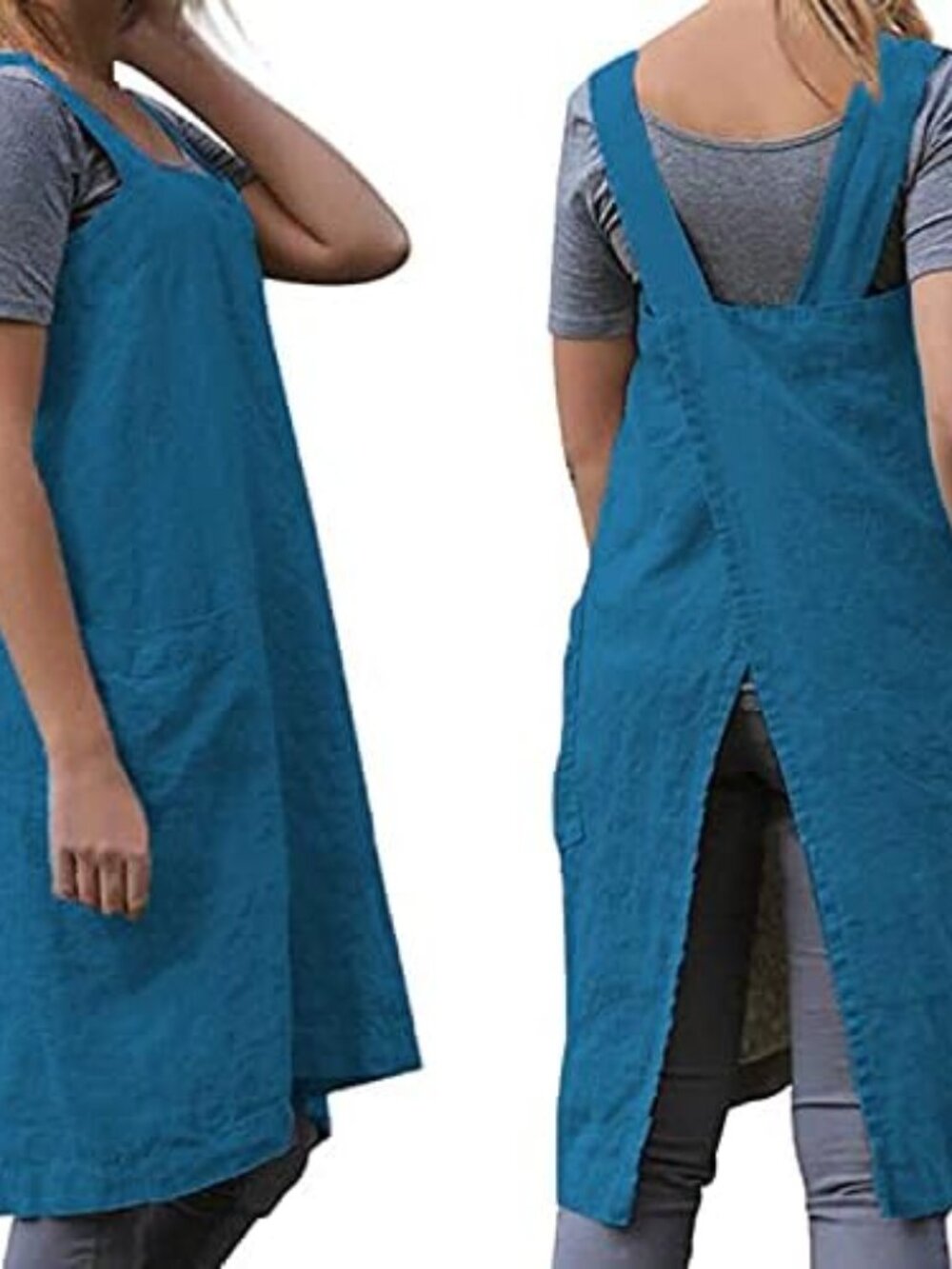 Women's Cross Back Pinafore Apron with Large Pockets Home Kitchen, Restaurant, C